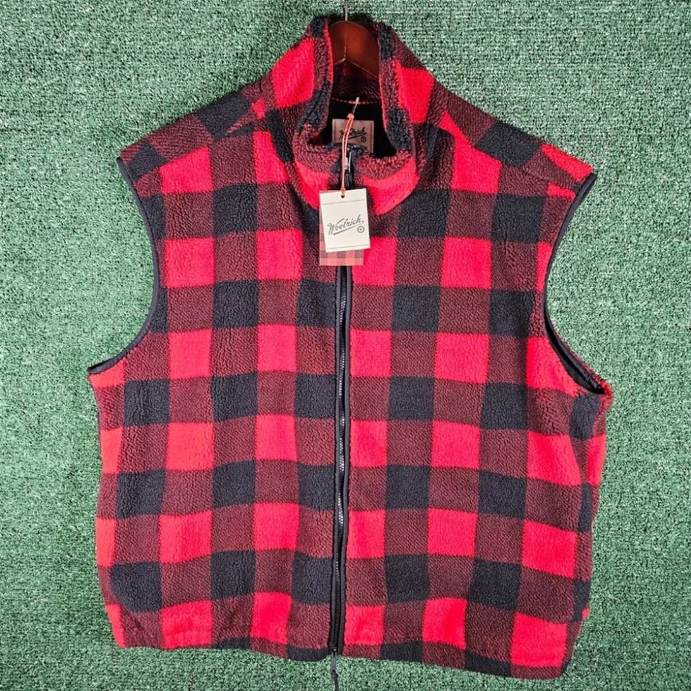 NWT Woolrich x Target Buffalo Plaid Vest / Mens Size XL / Faux Shearling